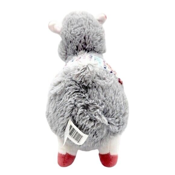 KellyToy Llama Plush Gray 13" Tall Blanket Saddle Back Pink Hooves Stand Alpaca - Picture 5 of 11